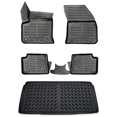 Afbeelding van ELMASLINE 3D rubberen matten + kofferbakmat set voor Opel Corsa E (elektrisch) vanaf 2019 hoge rand design vloermatten