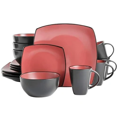 Afbeelding van Gibson Elite 131173.16R Soho Lounge Reactieve Glaze Steengoed Servies Sets, Rood