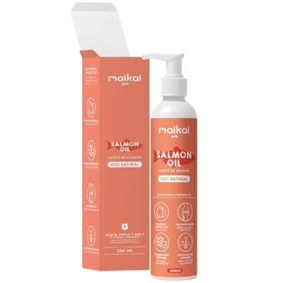 Afbeelding van MAIKAI Zalmolie voor Honden en Katten, 100% Natuurlijk (250 ml) Omega 3 6 Ontstekingsremmend Honden, Gezonde Botten, Huid Haar Vitaminen