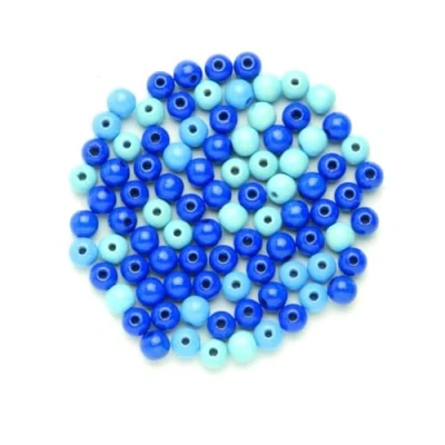 Afbeelding van GLOREX Houten kraal 80 stuks mix, hout, blauw, 11 x 8,5 1 cm