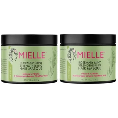 Afbeelding van Mielle Rozemarijn Mint Versterking Haar Masker, Etherische Olie &amp; Biotine Diepe Behandeling, Miracle Repair voor Droog, Beschadigd Kroeshaar 12oz