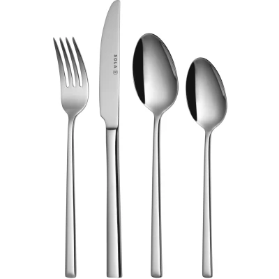 Afbeelding van Sola Bestekset Luxor 6 Persoons Modern 24 delig Vaatwasserbestendig Zilverwit Edelstaal 18/10 RVS Zilver