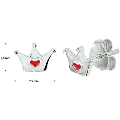 Afbeelding van Zilver Gerhodineerde Oorknoppen kroon 1328610 Sieraden compleet horloge Zilverkleur