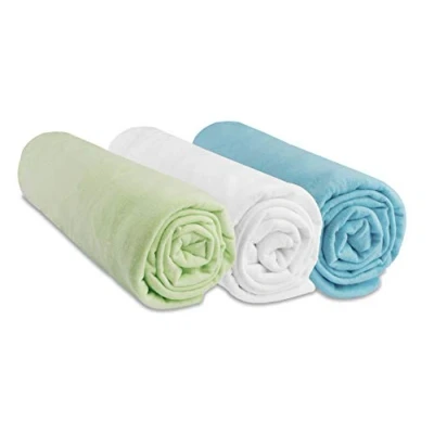 Afbeelding van Lot de 3 draps housse Coton 70 x 160 anijs blanc turquoise