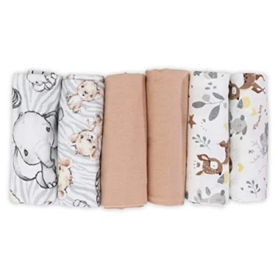 Afbeelding van FENSILO Moltondoeken, set van 6 flanellen luiers 100% katoen, 80 x cm, moltonluier spuugdoeken baby, spuugdoek, flanel, moltondoek, uniseks, voor jongens of meisjes, Animal REH