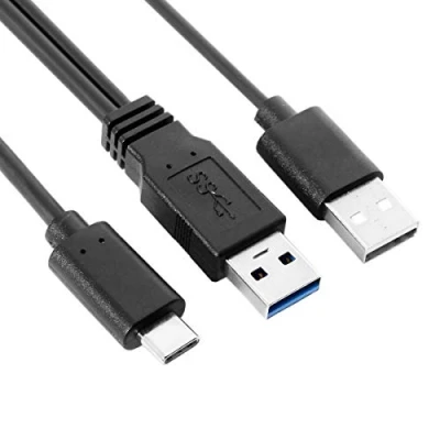 Afbeelding van Type C USB naar 3.0 Male &amp; 2.0 Dual Power Data Y Kabel voor Laptop Harde Schijf
