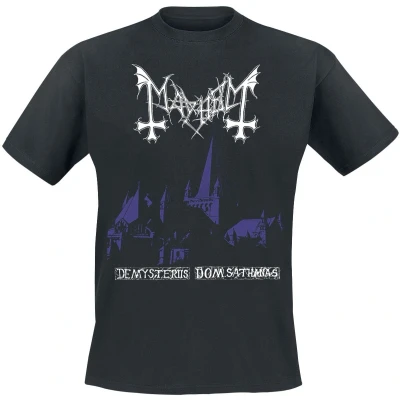 Afbeelding van Mayhem Purple De Mysteriis Dom Sathanas T shirt zwart XXL Katoen Band merch, Bands