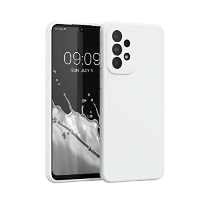 Afbeelding van kwmobile telefoonhoesje geschikt voor Samsung Galaxy A33 5G Hoesje met siliconen coating Smartphone case in mat wit