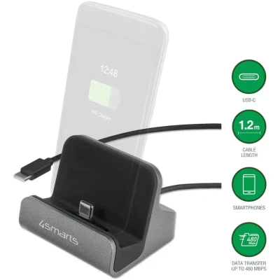 Afbeelding van 4Smarts VoltDock USB C Houder met Oplader 60W Grijs