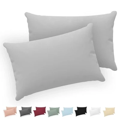 Afbeelding van Twinzen® Kussensloop 40x70 (Set van 2) 100% Katoen Jersey 150 GSM Grijs Kussenhoes met ritssluiting Oeko Tex gecertificeerd