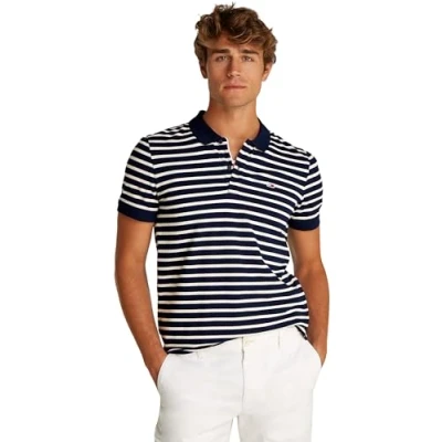 Afbeelding van Tommy Jeans SLIM Placket Poloshirt, Heren, Maat: 64, Dark night navy/ecru