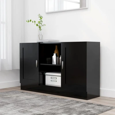 Afbeelding van Dressoir 120x30,5x70 cm spaanplaat zwart