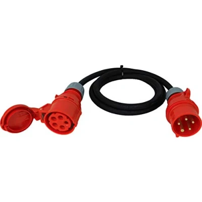 Afbeelding van NWP Rubberen slangkabel, 2 m, 400 V, 16 A, zwart, IP44, 5 x 2,5 mm², H07RN F, verlengkabel voor bouwplaats, industrie, buiten