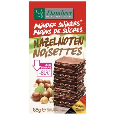 Afbeelding van Damhert Minder Suikers Chocoladetablet Hazelnoten
