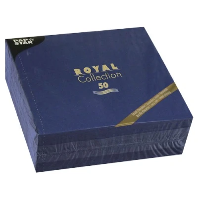 Afbeelding van 50 servetten &quot;Royal Collection&quot; 1/4 vouw 40 cm x donkerblauw