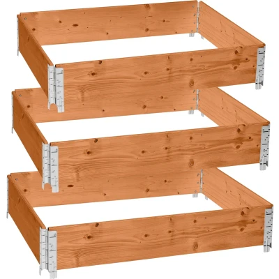 Afbeelding van Garronda Palletrand 3 Pack 120x80x20cm Bruint Bloemen Kruiden Palletframe Natuurlijke Verhoogde Bloembedden GD BUD PAL