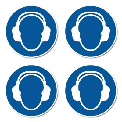 Afbeelding van Gehoorbescherming gebruiken: M003 DIN EN ISO 7010 / ASR A1.3 sticker: Ø 10 cm, 4 stuks