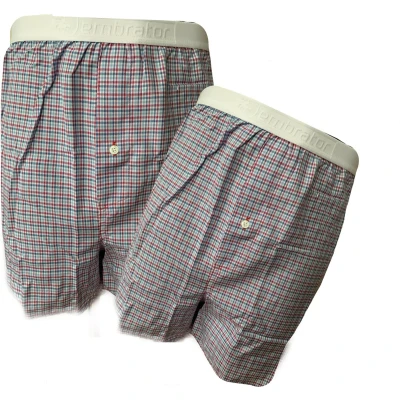 Afbeelding van Embrator 2 stuks mannen Boxershorts geweven katoen wit/blauw/rood 4XL