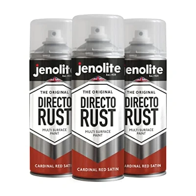 Afbeelding van JENOLITE Directorust Satijnverf KARDINAAL ROOD Multi oppervlak Hout, metaal, kunststof, keramiek en verroeste oppervlakken 3 x 400 ml RAL 3001