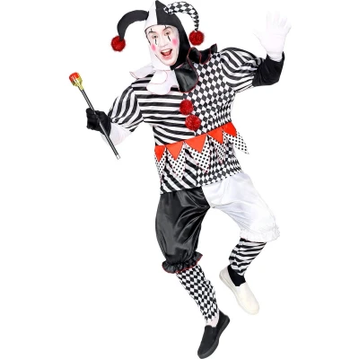 Afbeelding van Widmann Clown &amp; Nar Kostuum Paljas Van Het Hof Harlekijn Man Zwart / Wit Large Carnavalskleding Verkleedkleding