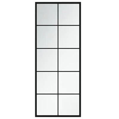 Afbeelding van vidaXL Wandspiegel 100x40 cm metaal zwart, wandspiegel, spiegels, hangspiegel, muurspiegel, decoratieve spiegel, hangende wandspiegels