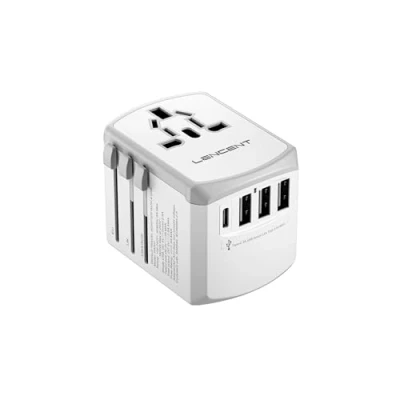 Afbeelding van LENCENT Reisadapter Wereldwijd, Universele Reisstekker met 3 USB en 1 Type C AC Stopcontact, Alles in één wereldwijde adapter voor Telefoons, 200+ Landen, EU UK DE CN VS A/C/G/I