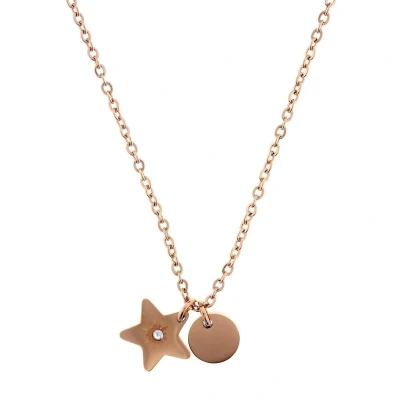 Afbeelding van Behave Dames ketting fijn rosè kleur met hangertjes