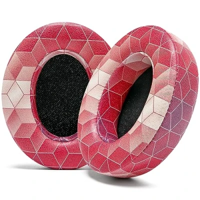 Afbeelding van WC Wicked Cushions Vervangende Oorkussens voor Beats Studio 2 &amp; 3 (B0501, B0500) Bedraad Draadloos Past NIET op SOLO Zachter PU Leer, Verbeterd Schuim Sterkere Lijm Hex Red