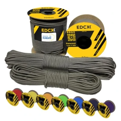 Afbeelding van EdcX 3 mm nylon paracord 425 (15, 30, 50 en 100 m) type II, 100% touw, strandtouw, touw in vele kleuren (donkergrijs, 15