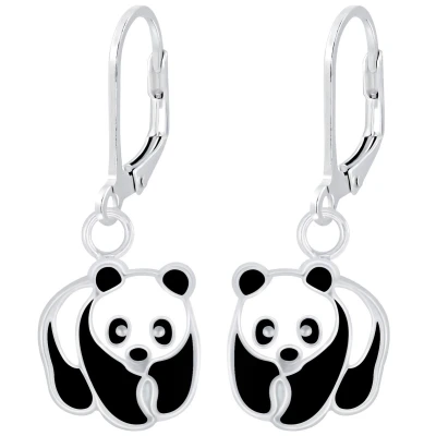 Afbeelding van JoyS Zilveren Panda oorbellen leverback sluiting