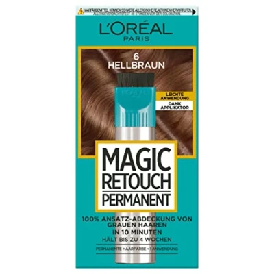 Afbeelding van L&#039;Oréal Paris Aanzetafdekking voor het camoufleren van grijs haar, langdurig haar concealer, Magic Retouch Permanent, nr. 6 lichtbruin, 1 stuk