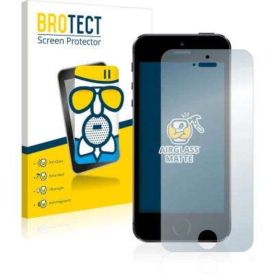 Afbeelding van BROTECT AirGlass Matte kogelwerende glasfolie (1 Stuk, Apple iPhone 5s), Smartphone beschermfolie, Grijs