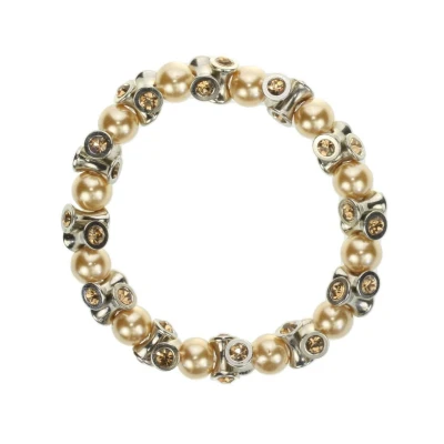 Afbeelding van Behave Rekarmband champagne parels steentjes elegante look