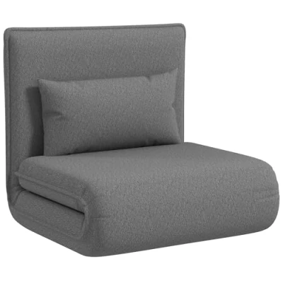 Afbeelding van HOMCOM Vloersofa 3 in 1 Inklappbar Polyester Donkergrijs