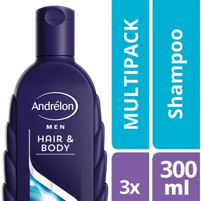 Afbeelding van Andrelon Men Shampoo Hair &amp; Body met eucalyptus en aloë vera 300 ml