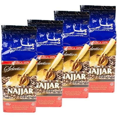 Afbeelding van Najjar Arabische mokka koffie gemalen in set van 4 á 450 g verpakking