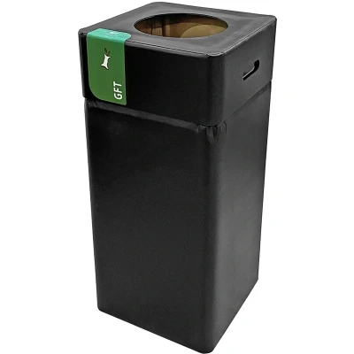 Afbeelding van Afvalbak / Prullenbak GFT 105L Zwart Gecoat Karton met Kras &amp; Stootvaste Coating Voor Afvalscheiding Herbruikbaar Modulair 37x37x80 cm