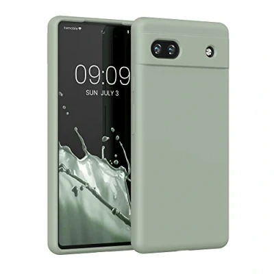 Afbeelding van kwmobile telefoonhoesje geschikt voor Google Pixel 6a Hoesje met siliconen coating Smartphone case in grijsgroen