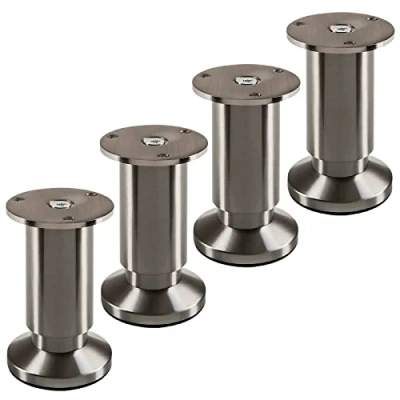 Afbeelding van SOTECH 4 stuks meubelpoten TERRA hoogte 100 mm inox look geborsteld verstelbaar tot max. 15 mm, belastbaar 250 kg/per voet