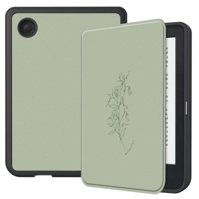 Afbeelding van Kobo Clara 2E Hoes: iMoshion Design Slim Soft Case Bookcase Bookcase,Softcase Floral Green Kunstleder E Reader Hoezen