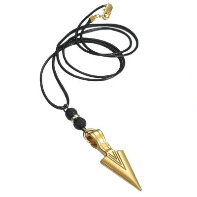 Afbeelding van Heren ketting Waxkoord Viking Arrow kettinghanger Goudkleurig Mendes 75cm