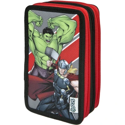 Afbeelding van Scooli Etui Tripledecker, Avengers gevuld, inclusief geodriehoek