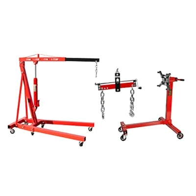 Afbeelding van Herkules Werkzeuge Werkplaatskraan 2 ton + motorkrik positionering motorstandaard motorhouder 454 kg