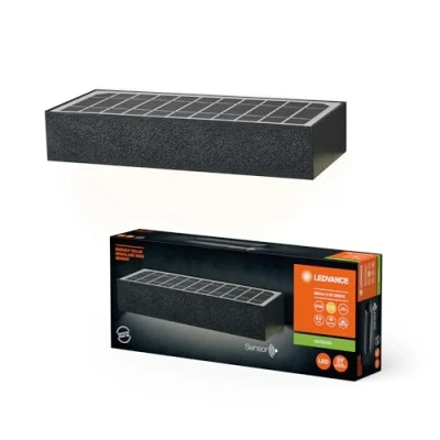 Afbeelding van LEDVANCE ENDURA STYLE BRICKLUME Sensor, Solarleuchte, 6W, 850lm, dunkelgrau, indirekte Beleuchtung, Bewegungsmelder, Tageslichtsensor, IP65 Schutzklasse, 3.000K Farbtemperatur, warmweiße Lichtfarbe