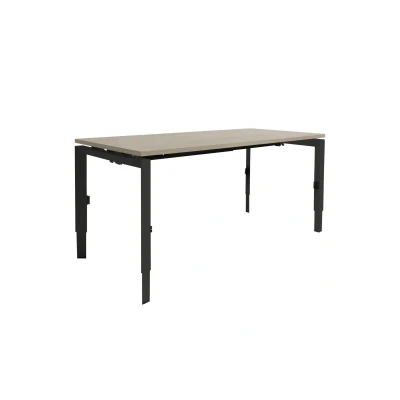 Afbeelding van Linesto N3 bureau, hoogte instelbaar (65 85cm) met 140x80cm robson eiken zwevend 25mm blad en zwart (RAL9005) vierpoot N frame (poot driehoekig