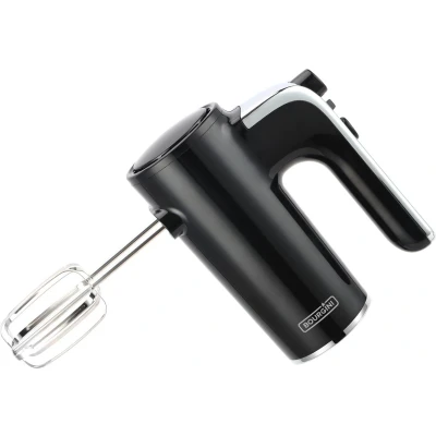Afbeelding van Bourgini Retro Handmixer 5 snelheden en turbofunctie RVS deeghaken gardes Zwart