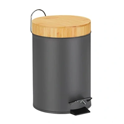 Afbeelding van Relaxdays Pedaalemmer 3 liter afvalemmer badkamer afvalbak toilet softclose grijs