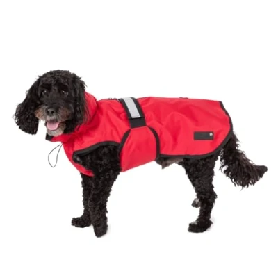 Afbeelding van Danish Design 3 in 1 hondenjas rood, 65 cm (26in) alle weersomstandigheden, waterpoof, fleece gevoerd, reflecterende regenjas voor honden
