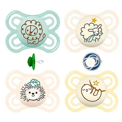 Afbeelding van MAM Perfect Day &amp; Night fopspeen 0 6 Soft Colours // Set van 4 incl. steriliseerde trasportboxen