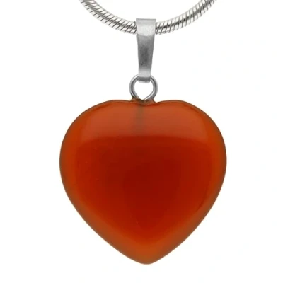 Afbeelding van Lebensquelle Plus Hartvormige hanger carneool edelsteen 2 x cm hart met oogje, Roestvrij staal, Bergkristal